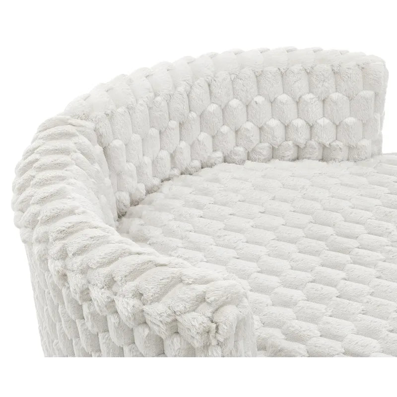 Off White 35 3D Upholstered Barrel Chair with Wheels