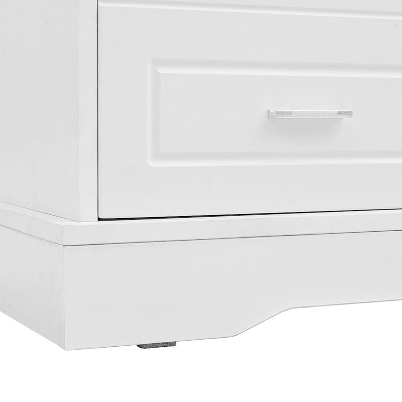 Hall Tree with Sliding Door Bench Cushion Silver Handle Storage Cabinet