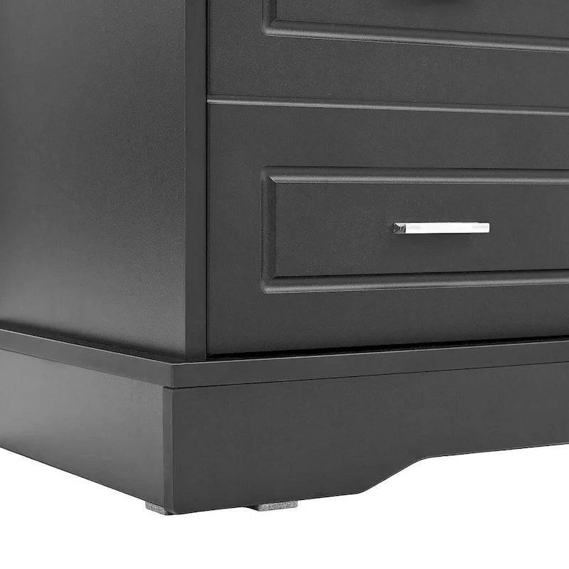 Hall Tree with Sliding Door Bench Cushion Silver Handle Storage Cabinet