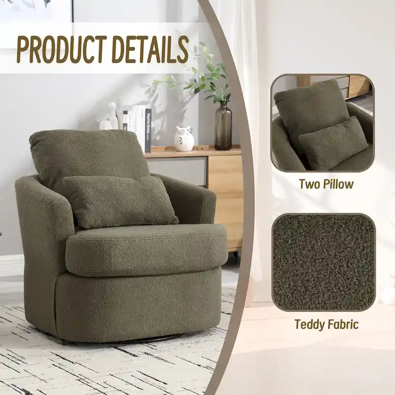 Swivel Barrel Chair, Round Accent Sofa Chair Barrel Club Chair