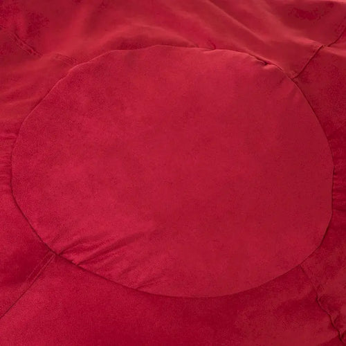 5-foot shredded foam beanbag chair with removable microfiber suede seat cover, comfortable and relaxing seating for children and adults, in Chinese red.
