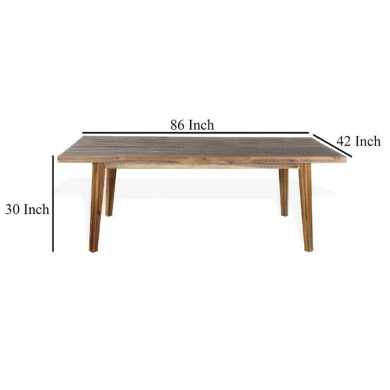 Dining table, light brown acacia wood, rectangular, 86-inch tabletop