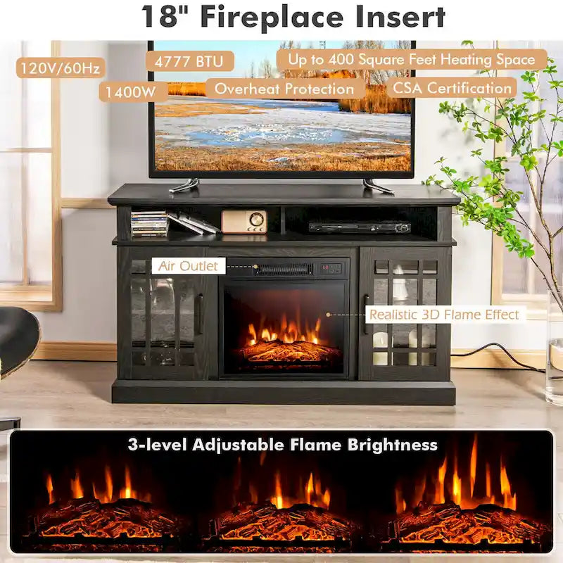 48-inch TV cabinet/control console/entertainment center with fireplace - 48 x 16 x 30