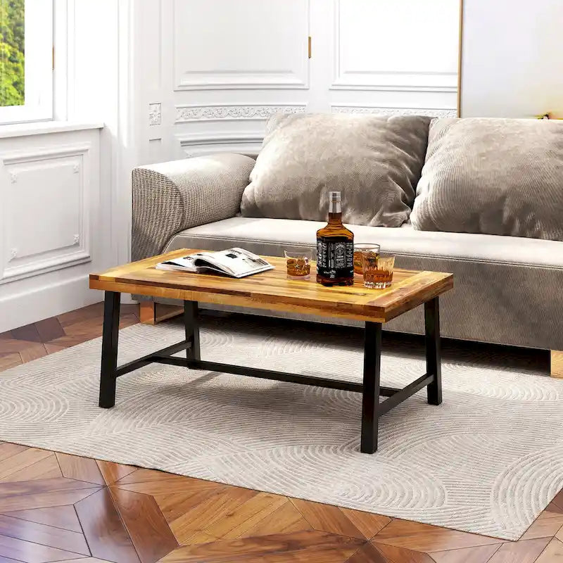Acacia wood coffee table, suitable for both indoor and outdoor use, rectangular coffee table