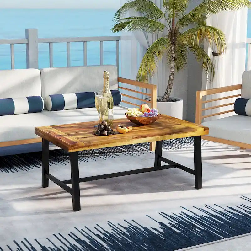 Acacia wood coffee table, suitable for both indoor and outdoor use, rectangular coffee table