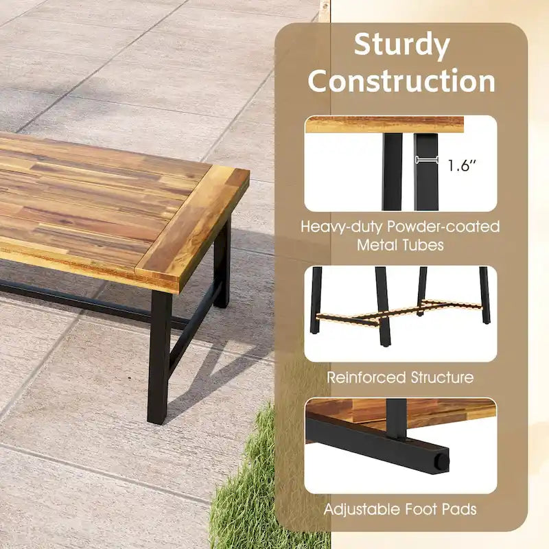 Acacia wood coffee table, suitable for both indoor and outdoor use, rectangular coffee table