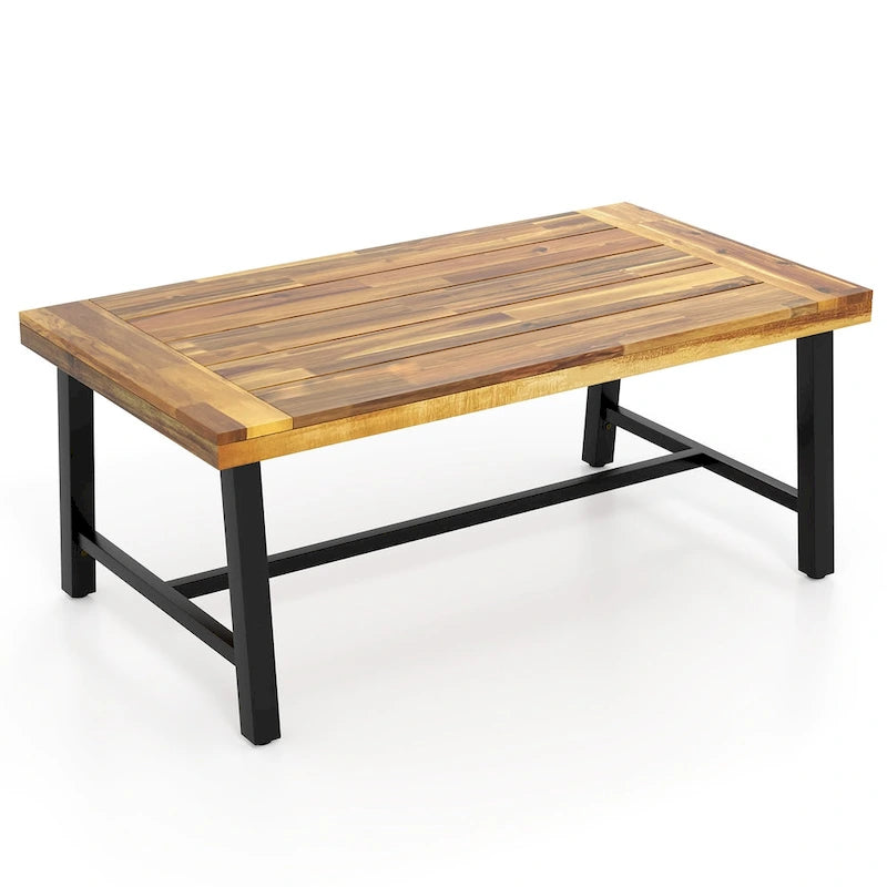 Acacia wood coffee table, suitable for both indoor and outdoor use, rectangular coffee table