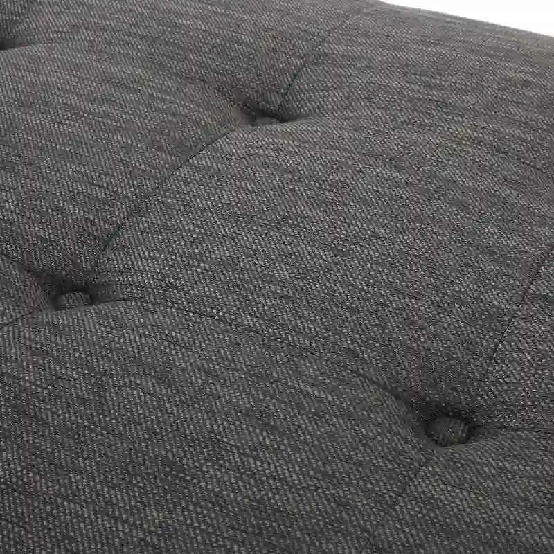 Charcoal Modern 65 Button Tufted Chaise Lounge Chair with Bent Wood Desing and Rolled Accent Pillows