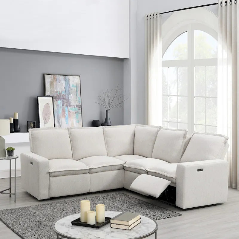 89.76 L-Shaped 5-Seater Sofa with Recliner