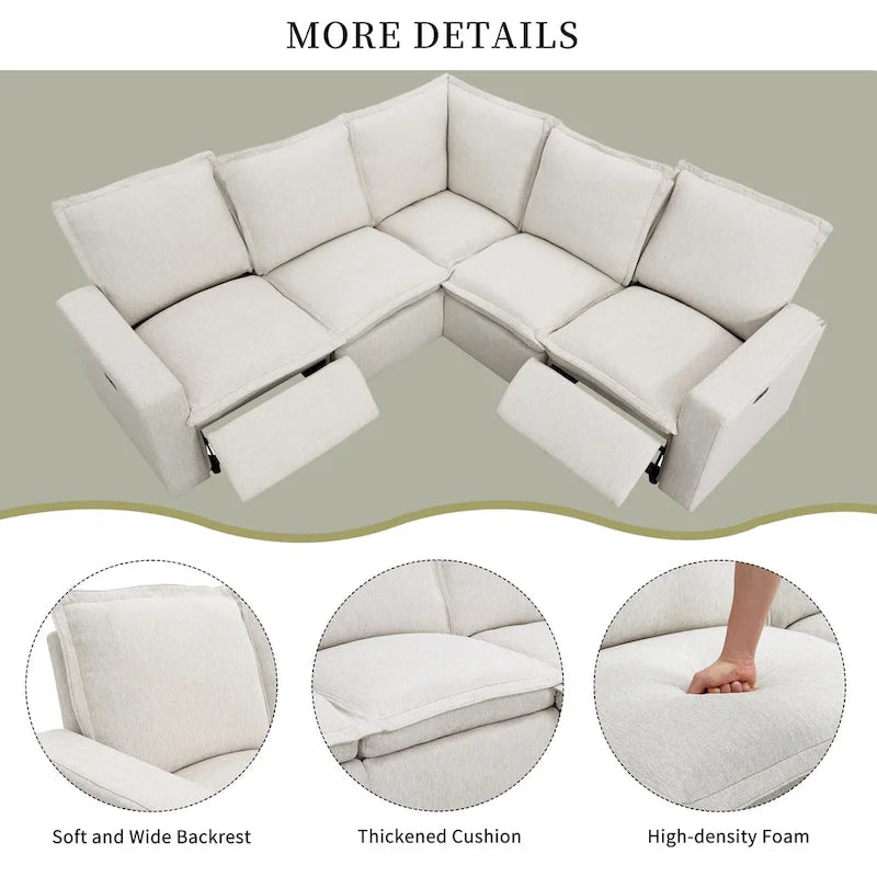 89.76 L-Shaped 5-Seater Sofa with Recliner