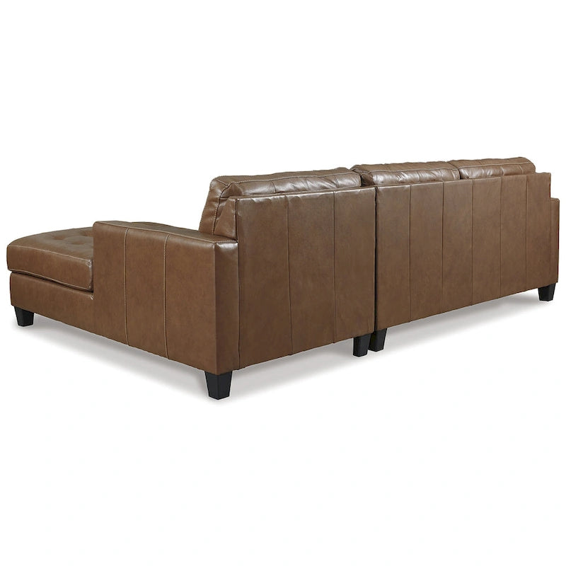 Brown two-piece corner sofa with chaise lounge - 110cm wide x 72cm deep x 36cm high