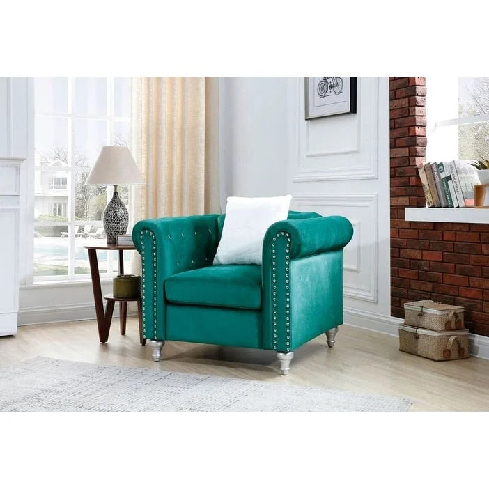 Velvet Crystal Decorated Chair