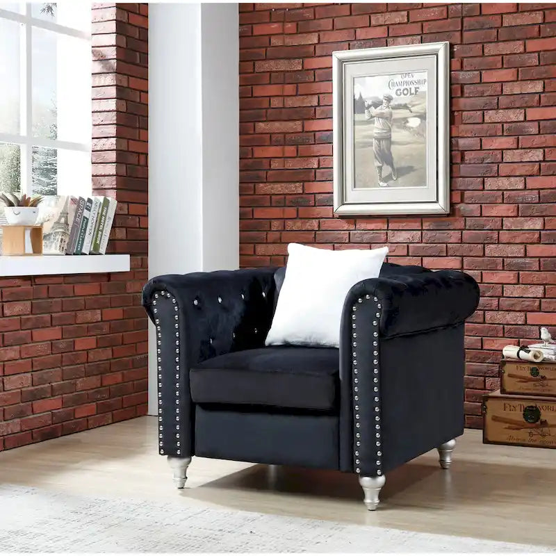 Velvet Crystal Decorated Chair