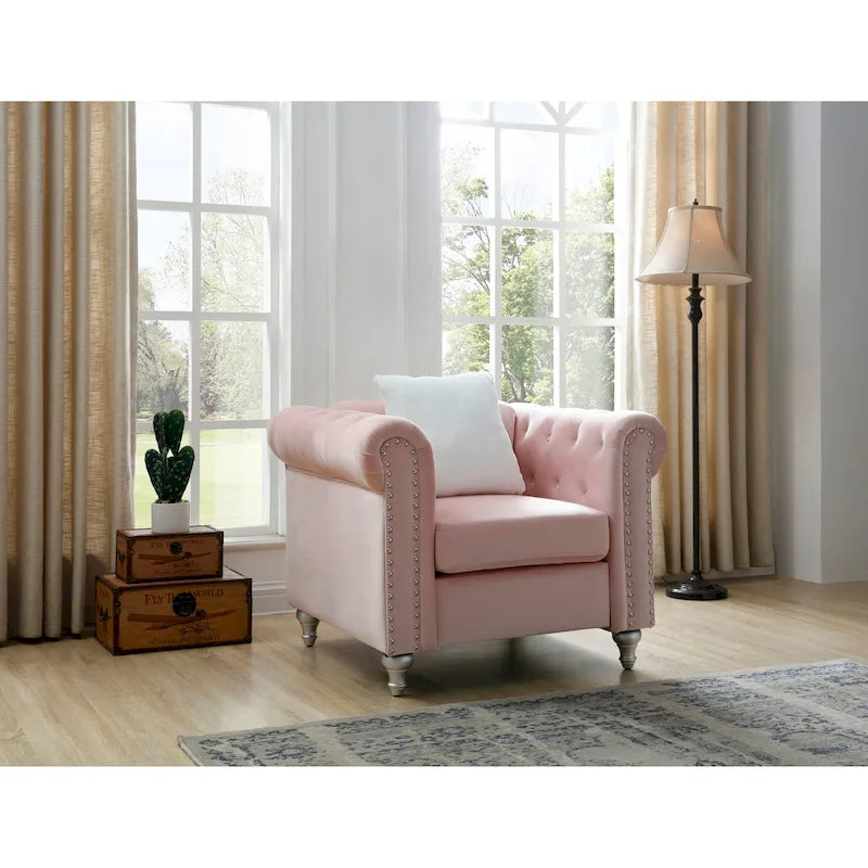 Velvet Crystal Decorated Chair