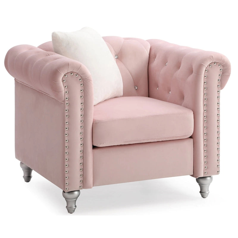 Velvet Crystal Decorated Chair