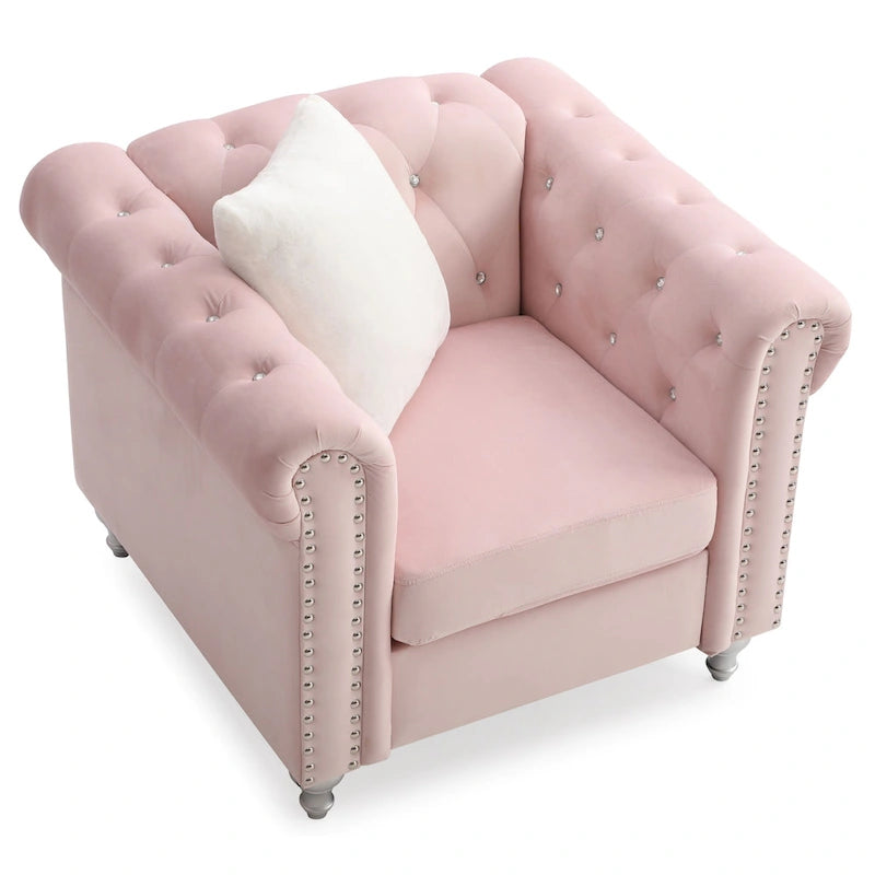 Velvet Crystal Decorated Chair