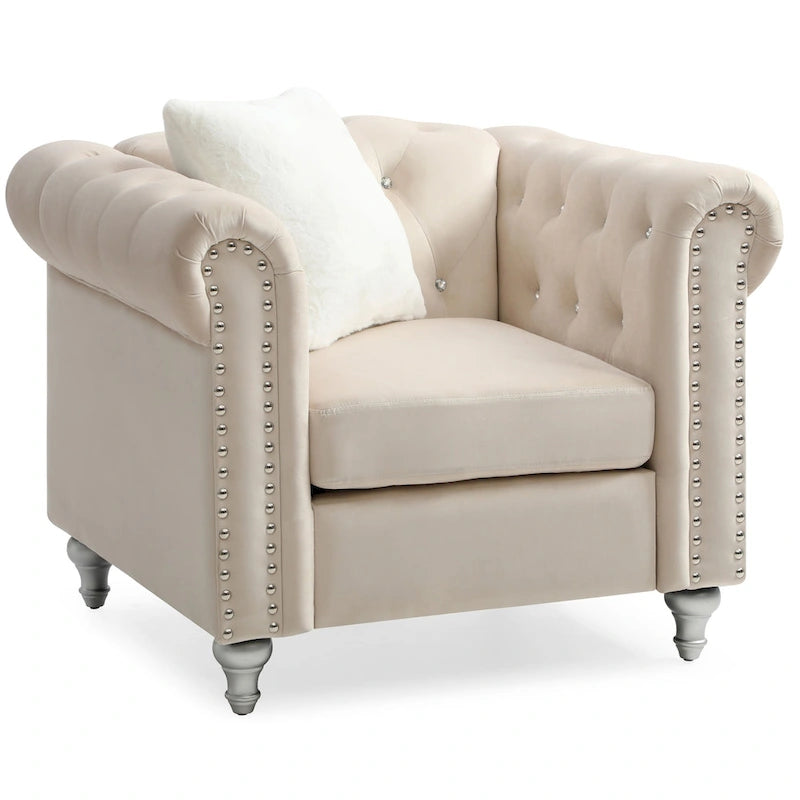 Velvet Crystal Decorated Chair