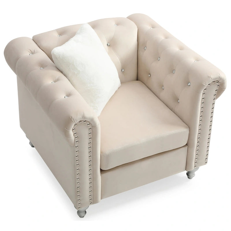 Velvet Crystal Decorated Chair