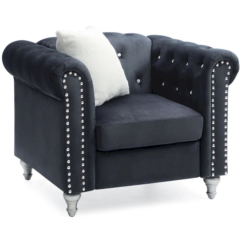 Velvet Crystal Decorated Chair