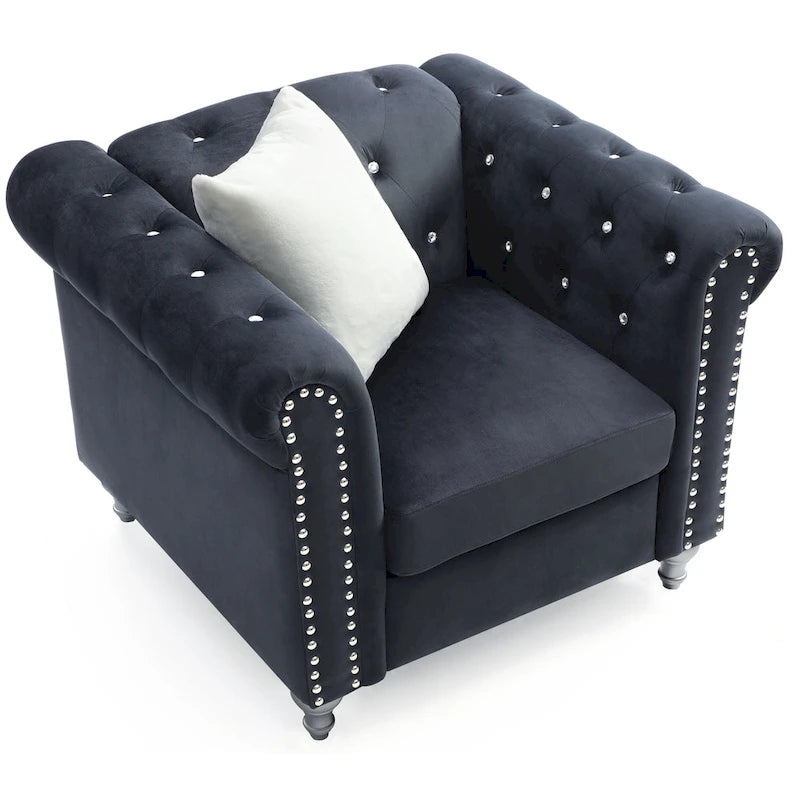 Velvet Crystal Decorated Chair