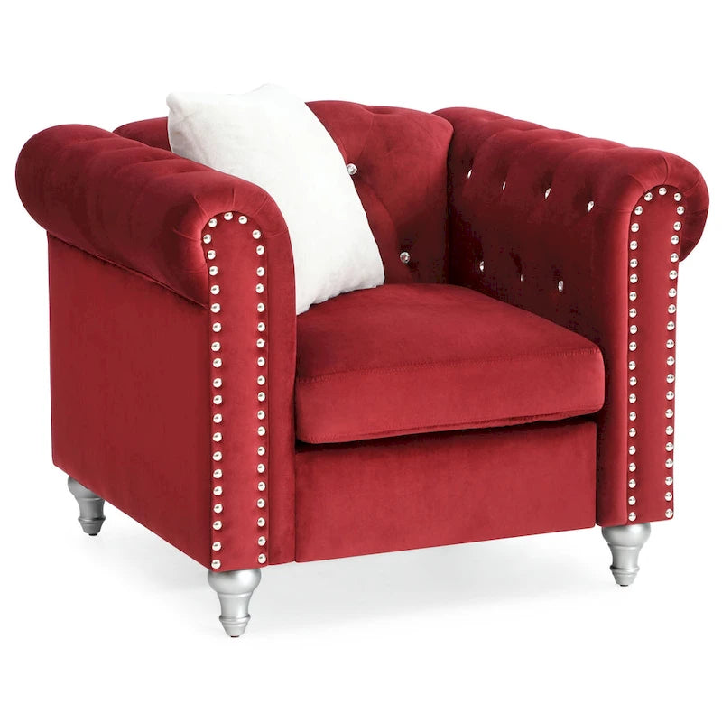 Velvet Crystal Decorated Chair