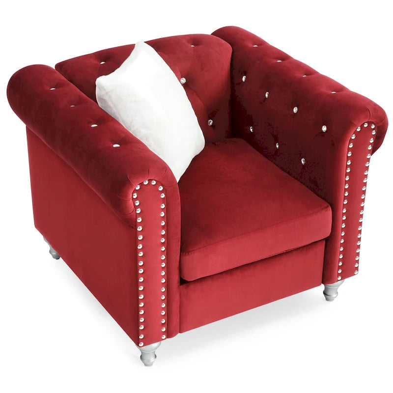 Velvet Crystal Decorated Chair
