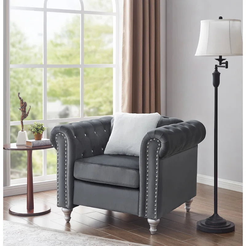 Velvet Crystal Decorated Chair