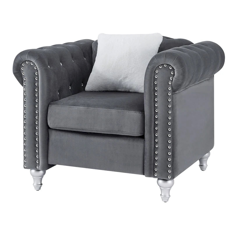 Velvet Crystal Decorated Chair