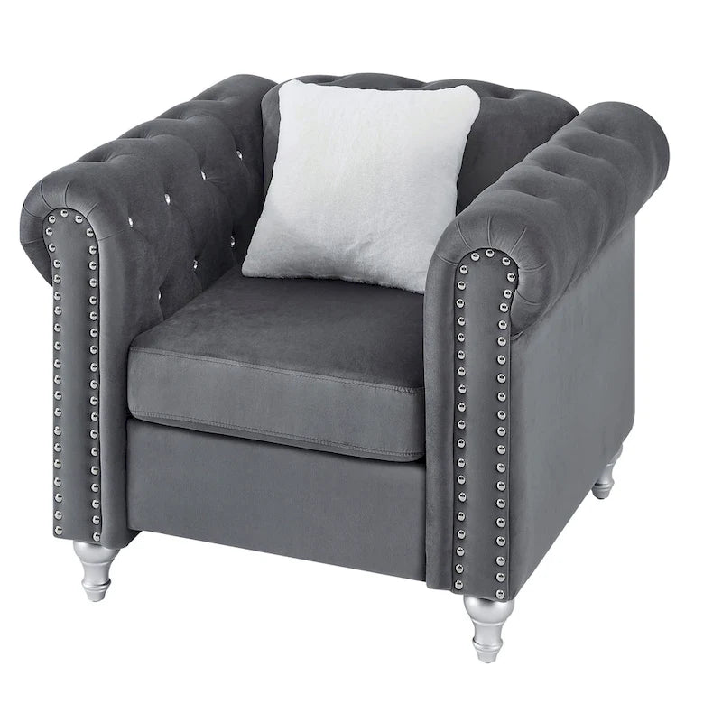 Velvet Crystal Decorated Chair