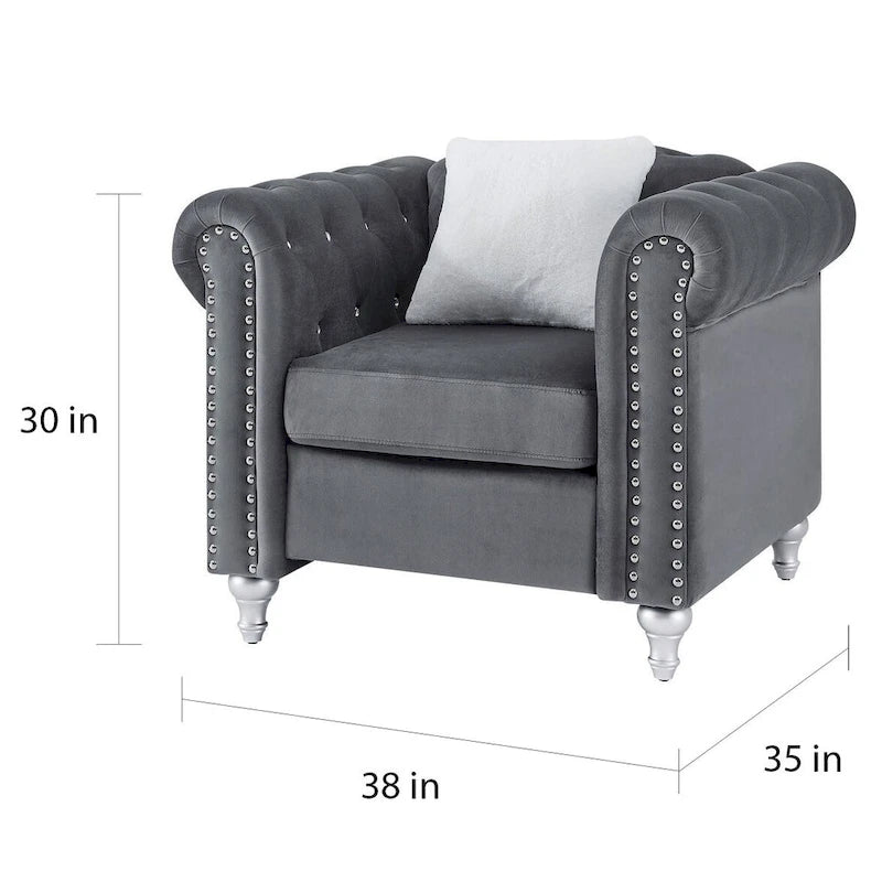 Velvet Crystal Decorated Chair