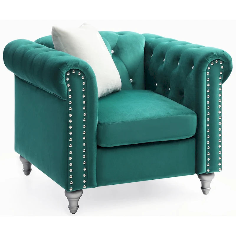 Velvet Crystal Decorated Chair