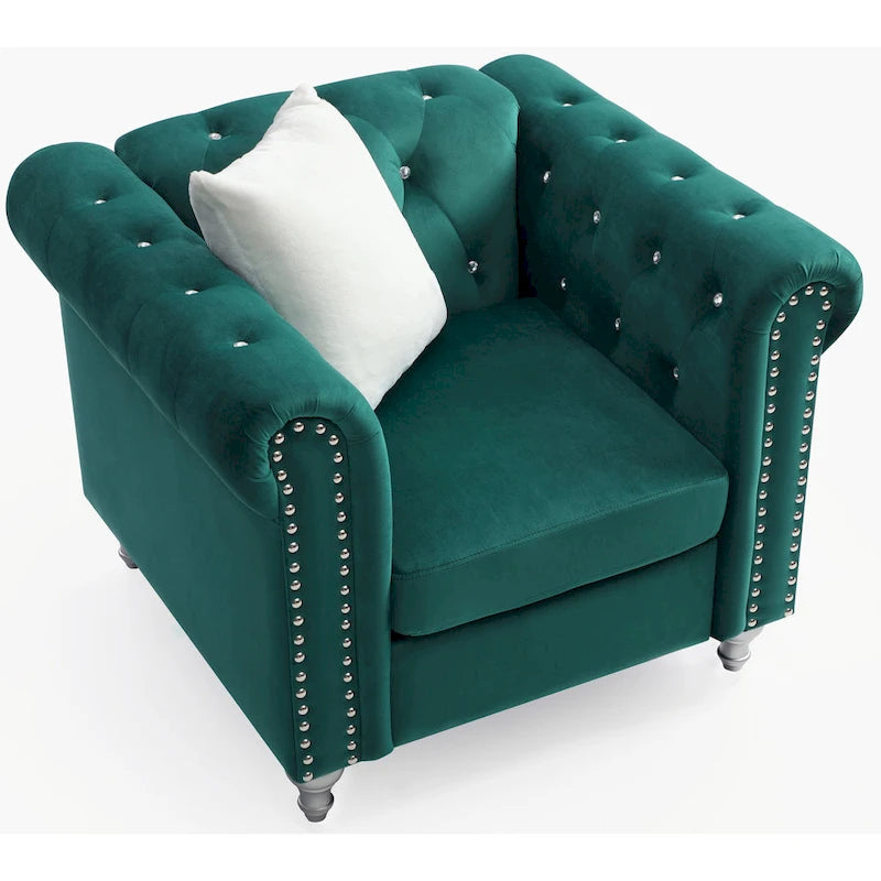 Velvet Crystal Decorated Chair