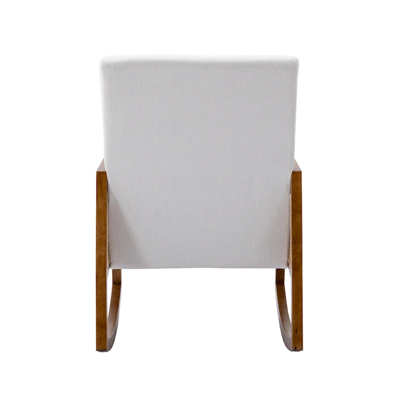 Modern PU leather rocking chair with rattan armrests