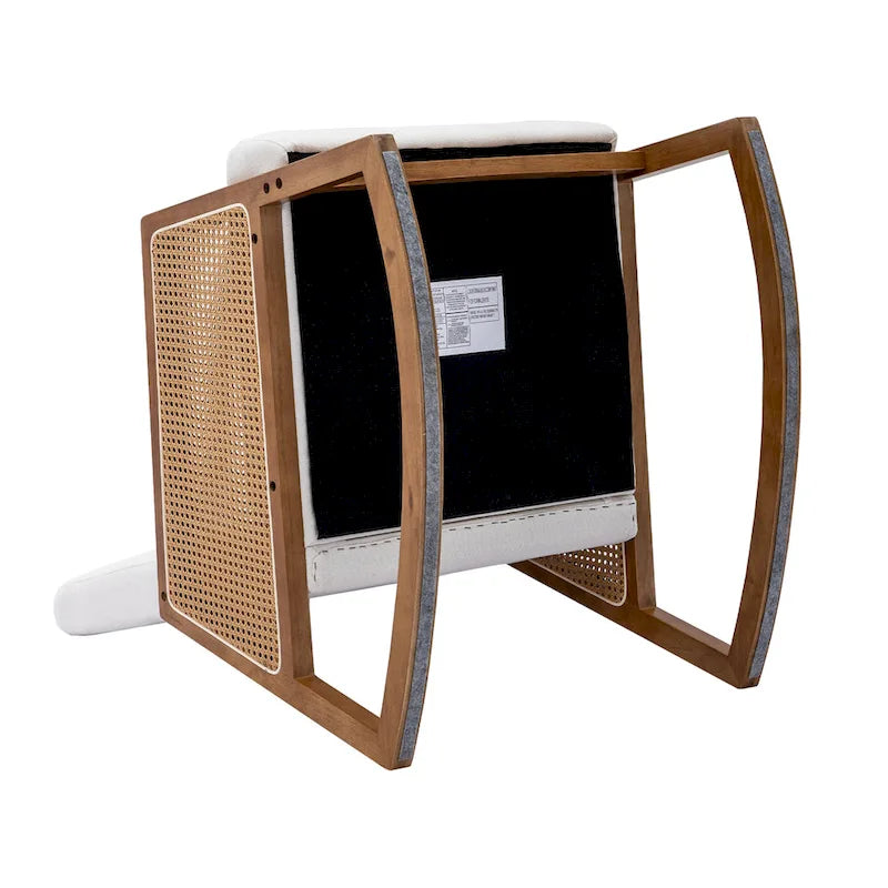 Modern PU leather rocking chair with rattan armrests