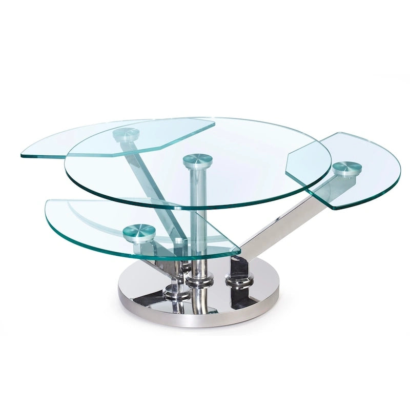 Cocktail table with a 32-inch round glass top - Cocktail Table
