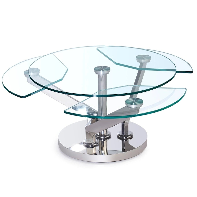 Cocktail table with a 32-inch round glass top - Cocktail Table