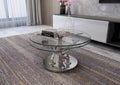 32-Inch Round Glass Top Motion Cocktail Table