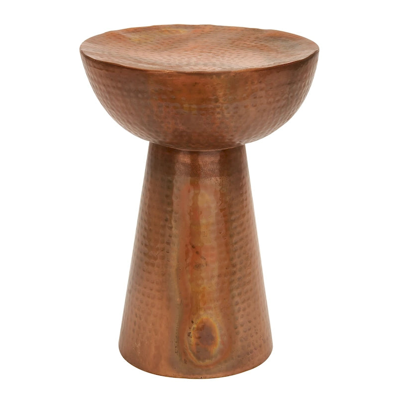Hand-hammered metal side table - bronze or copper