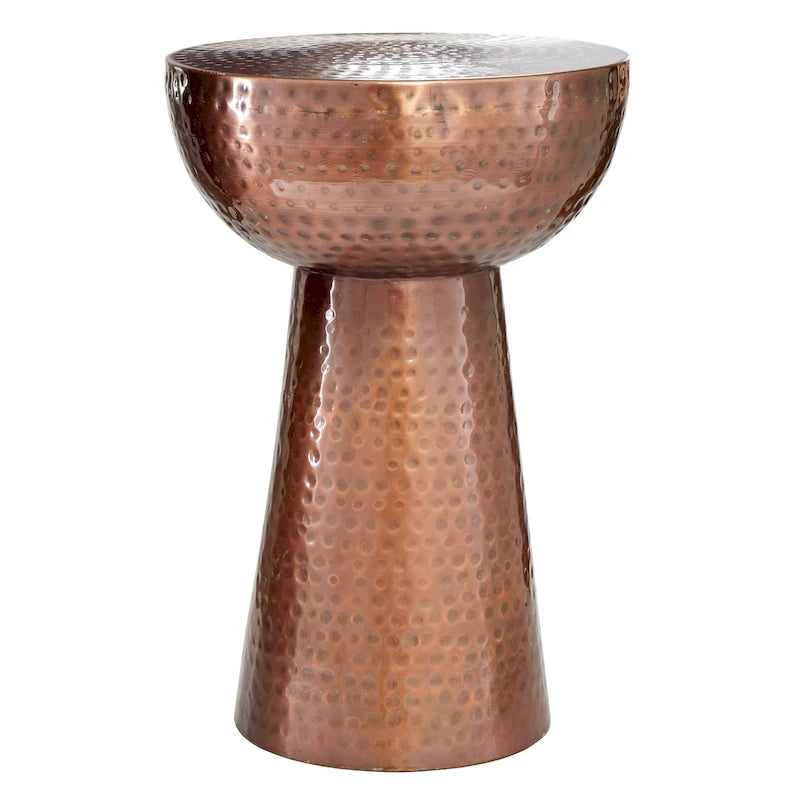 Hand-hammered metal side table - bronze or copper