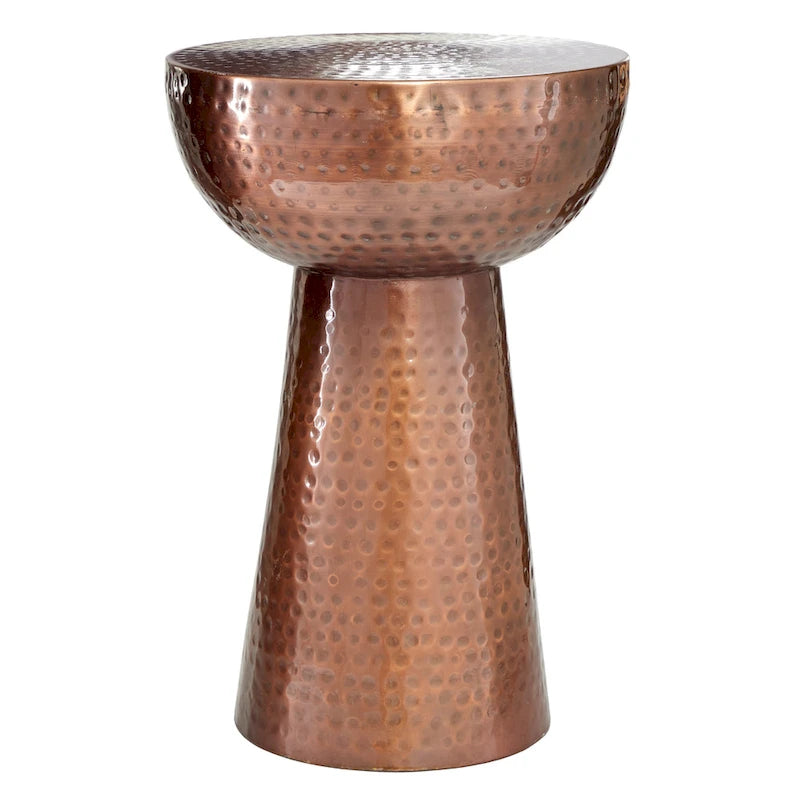 Metal Handmade Accent Table with Hammered Design - Bronze or Copper - Roche River Decor