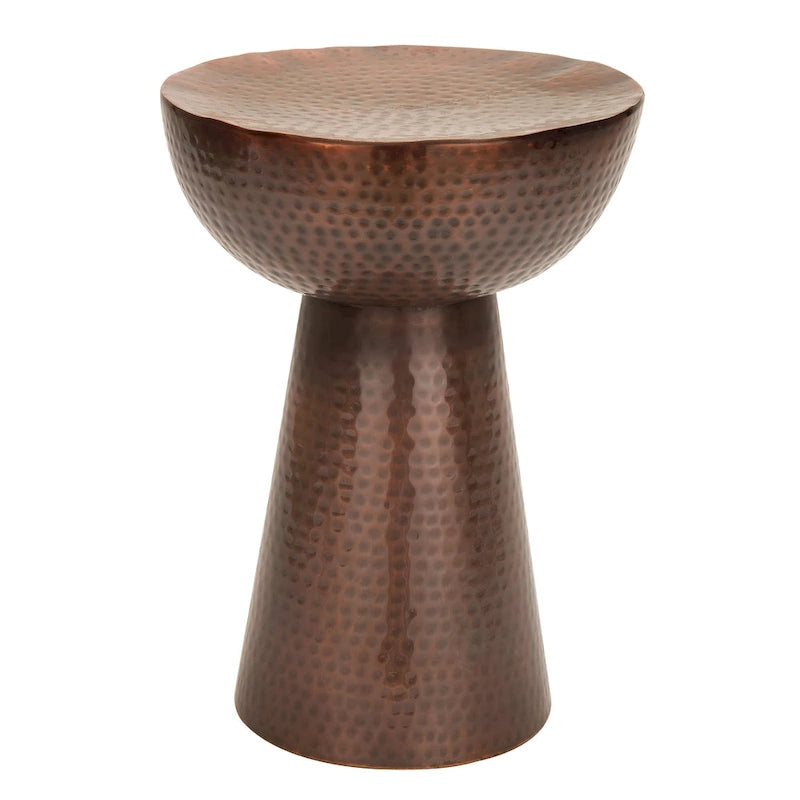 Hand-hammered metal side table - bronze or copper