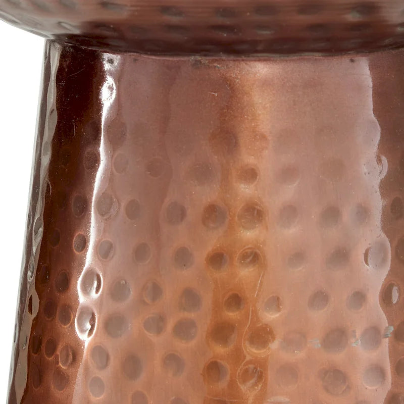 Hand-hammered metal side table - bronze or copper