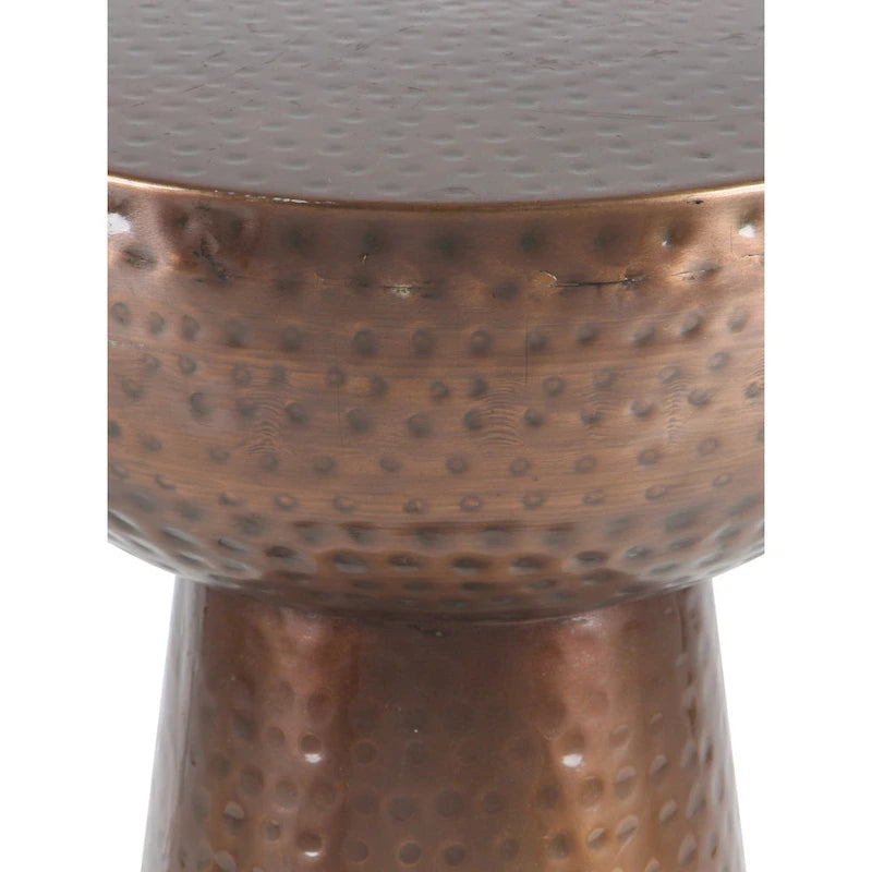 Hand-hammered metal side table - bronze or copper