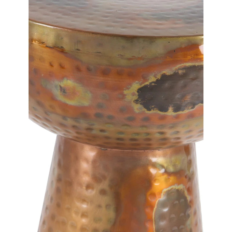 Hand-hammered metal side table - bronze or copper