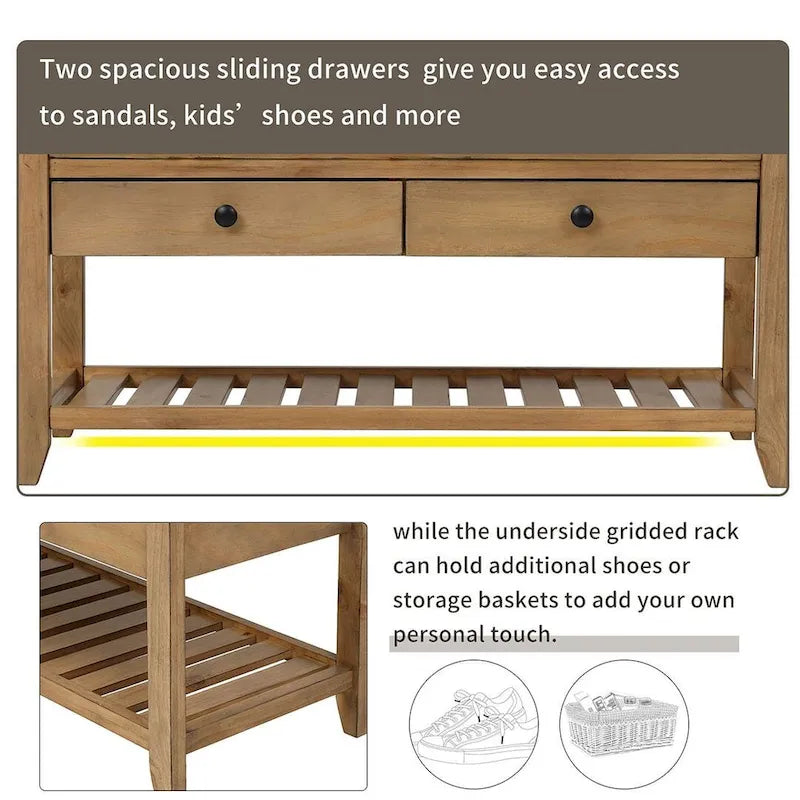 39 Modern Versatile Entry Upholstered Storage Bench with Shoe Rack and Drawers