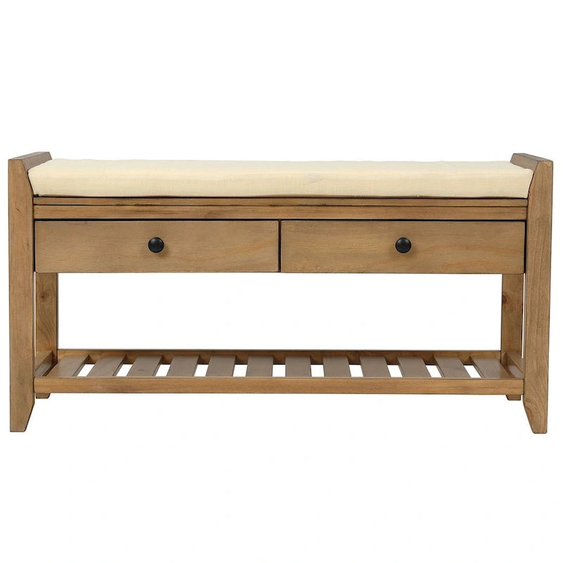 39 Modern Versatile Entry Upholstered Storage Bench with Shoe Rack and Drawers