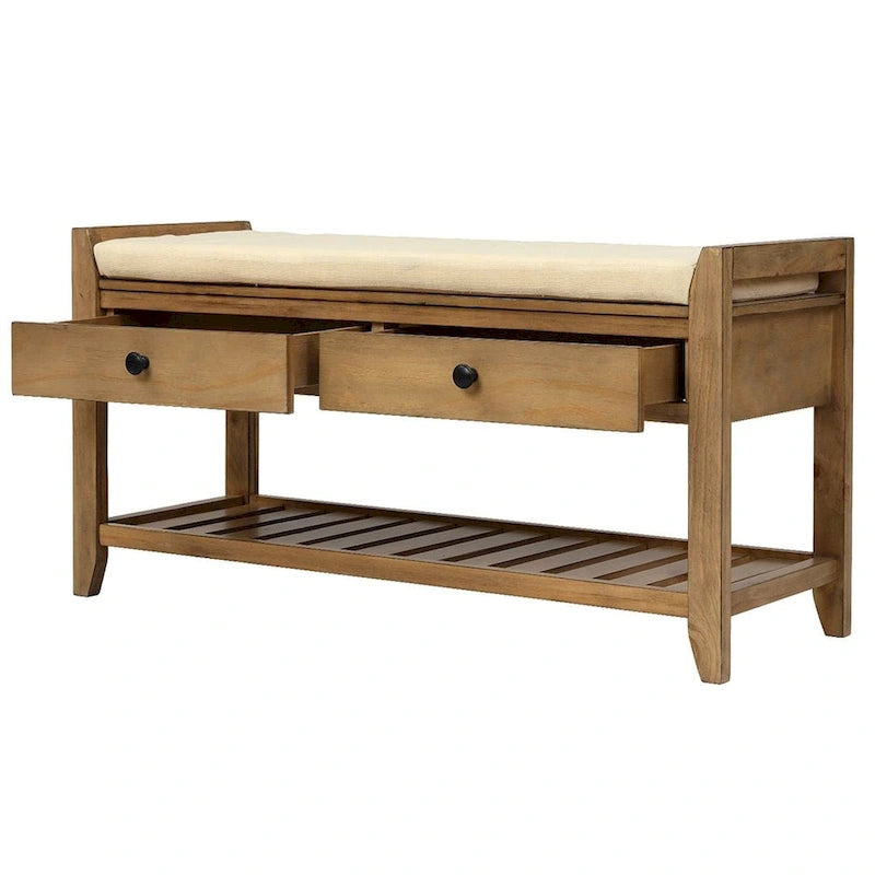 39 Modern Versatile Entry Upholstered Storage Bench with Shoe Rack and Drawers