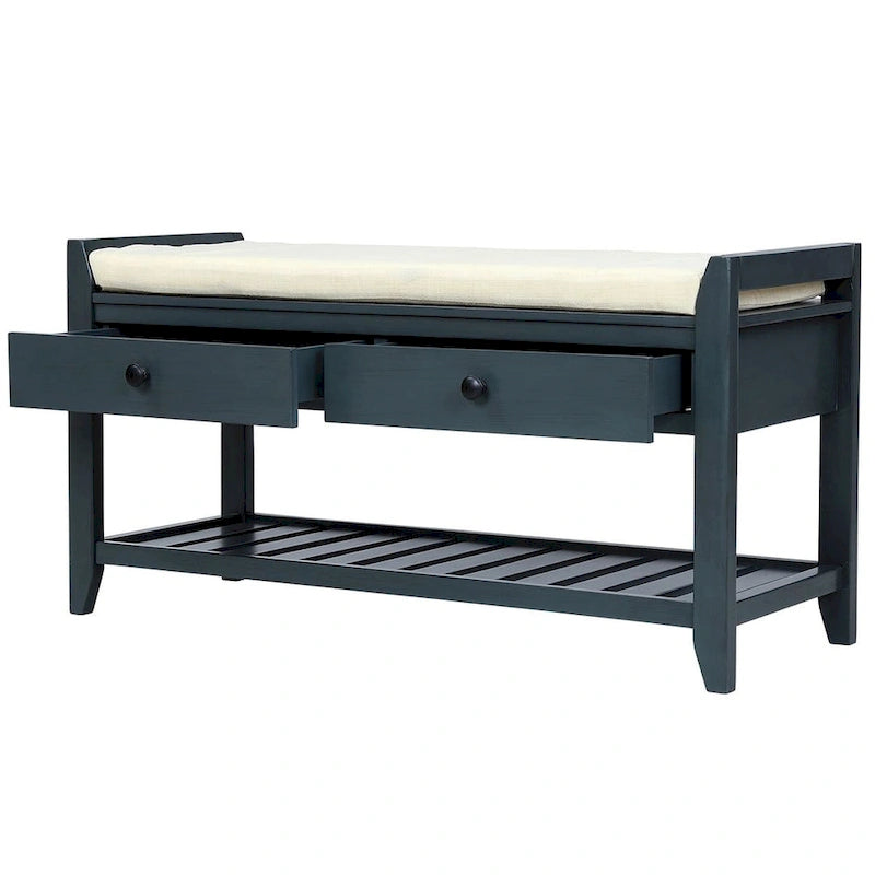 39 Modern Versatile Entry Upholstered Storage Bench with Shoe Rack and Drawers