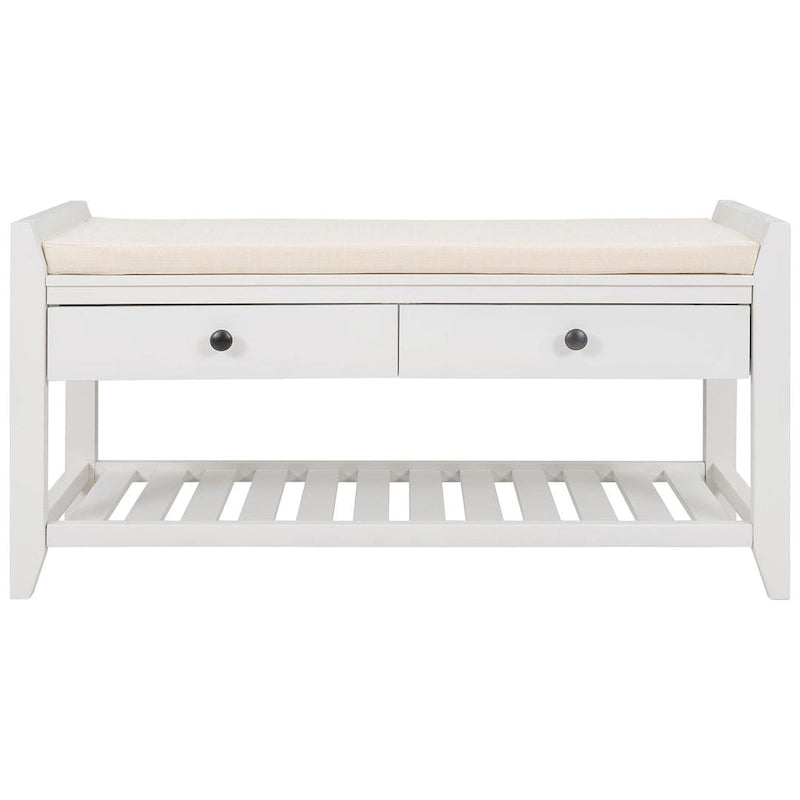 39 Modern Versatile Entry Upholstered Storage Bench with Shoe Rack and Drawers