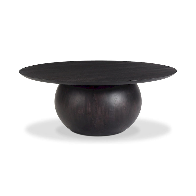 Modern solid acacia wood round base coffee table